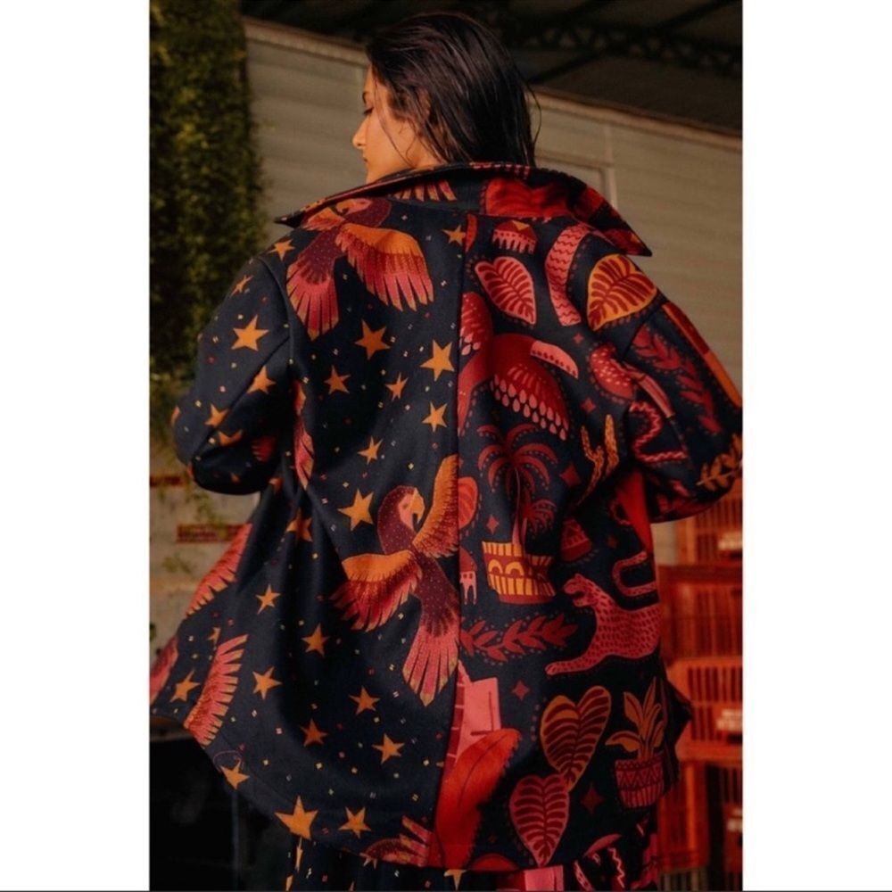 Farm Rio Mixed Black Prints Fleece Shirt Jacket size Small - Picture 1 of 11